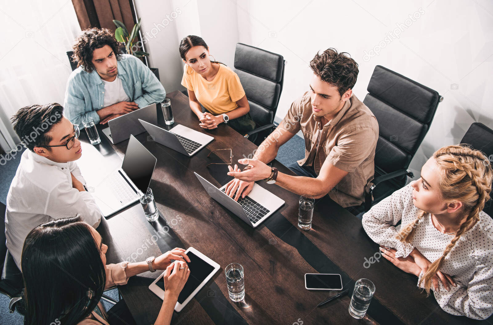 depositphotos 211031334 stock photo high angle view multicultural business